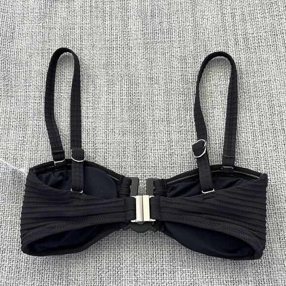 Sea Level Swim Bikini Top Spinnaker U Bar Bandeau Womens Black Size 4 - Picture 5 of 8